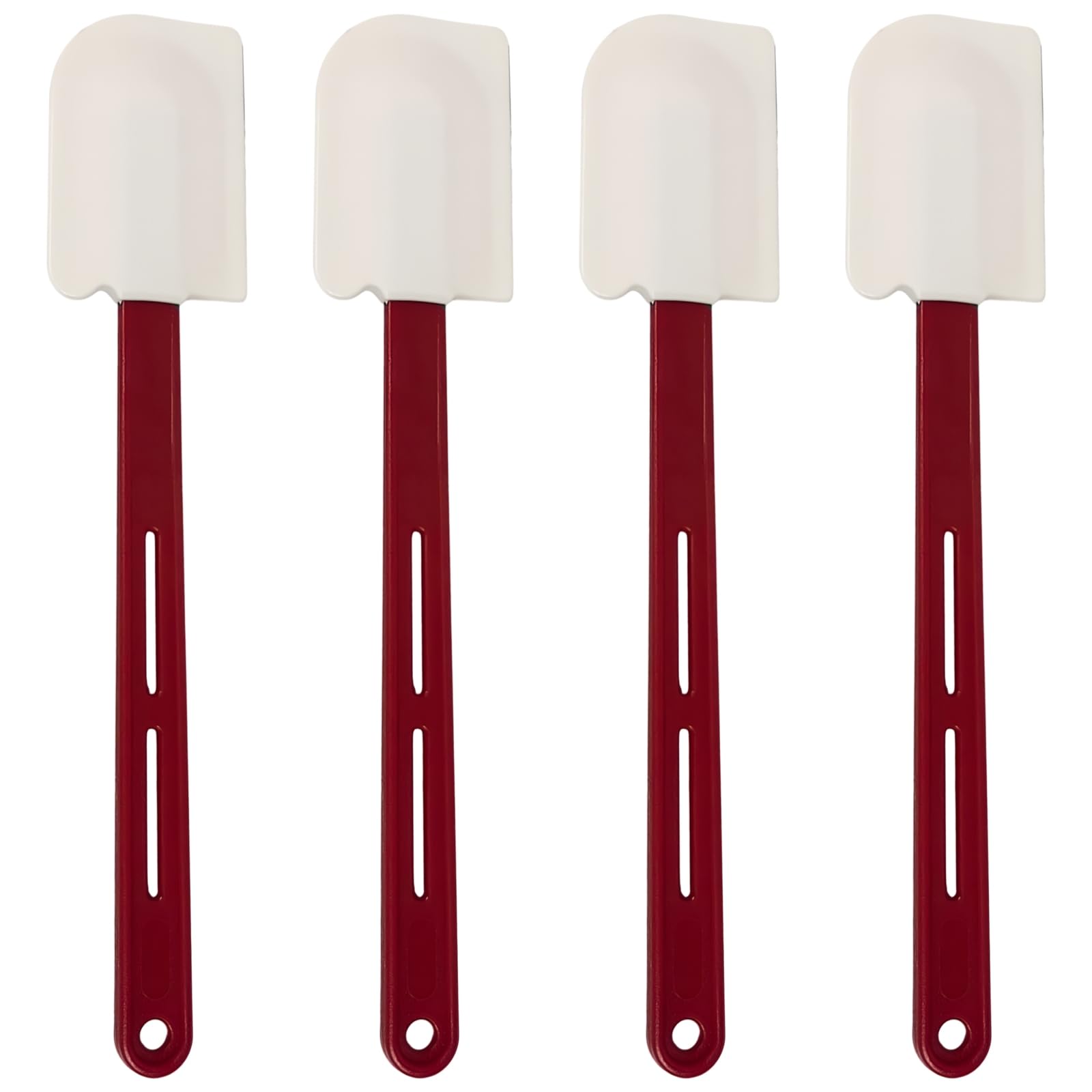 Lot de 4 spatules en silicone de 35,6 cm avec poignées ergonomiques rouges, outils de cuisson antiadhésifs, résistance aux hautes températures, nettoyage et entretien faciles