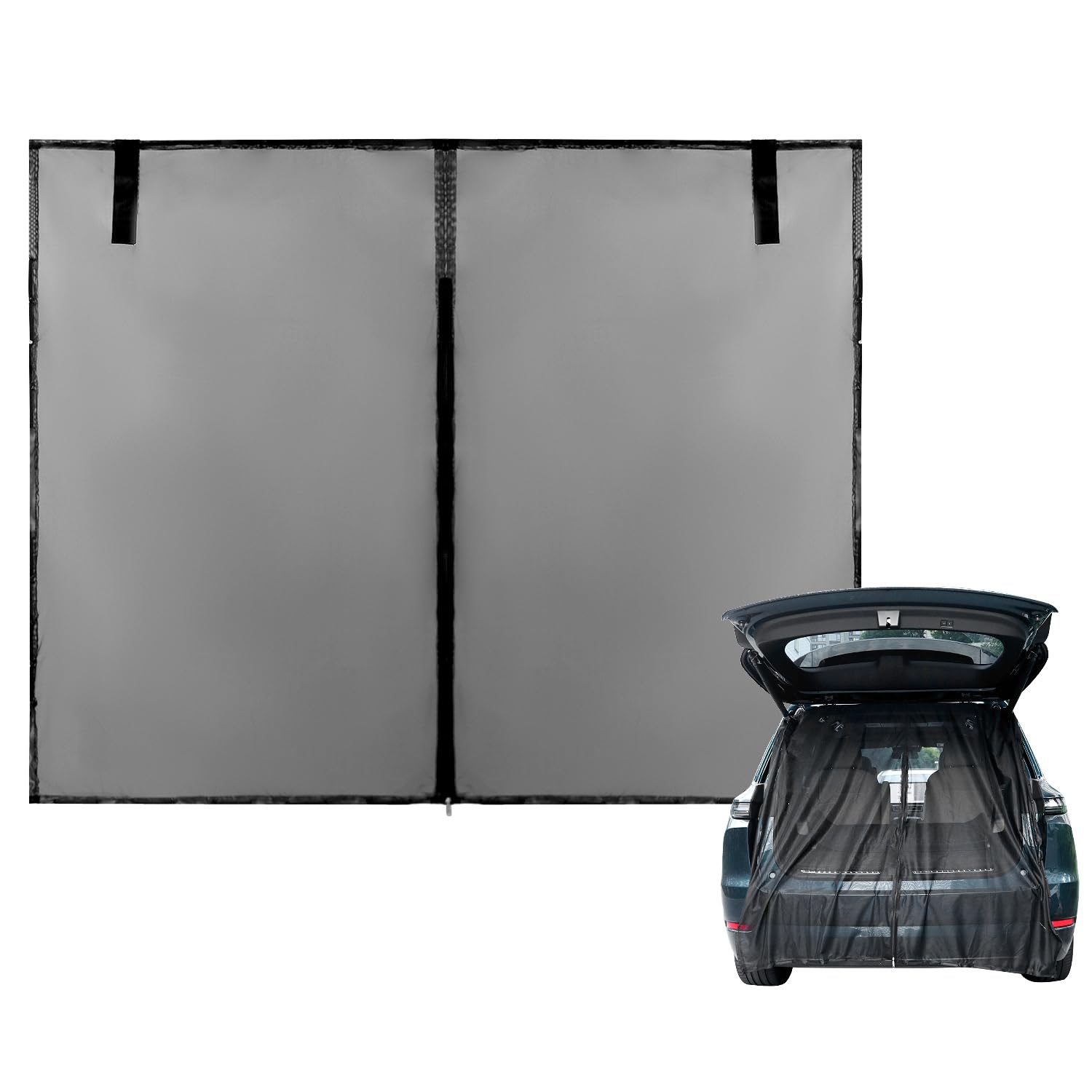 QWORK® mosquitera Furgoneta Camper, mosquitera para portón Trasero, con Doble Cremallera, 180 x 160 cm, para autocaravanas, Furgonetas y SUV Grandes