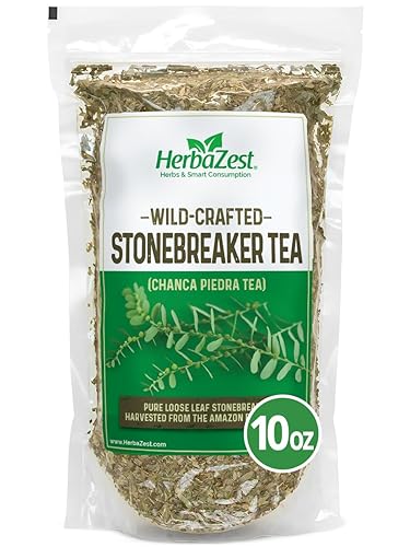 HerbaZest Té Stonebreaker – 10 oz – (té Chanca Piedra) – Hojas sueltas y tallos de origen amazónico y elaborados en la naturaleza con un sabor