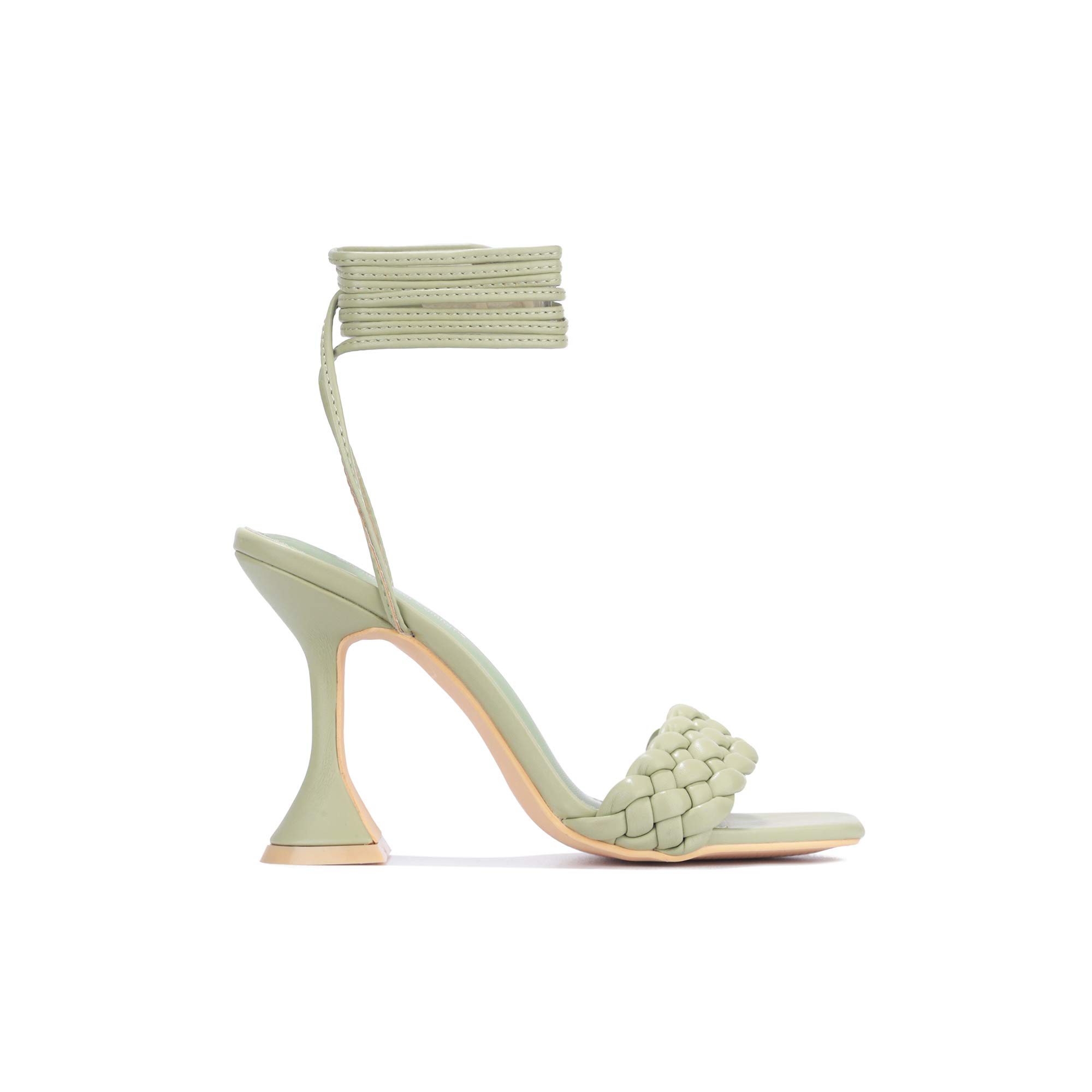 Cape Robbin Curve Sexy Woven High Heels for Women, Square Open Toe Shoes Heels