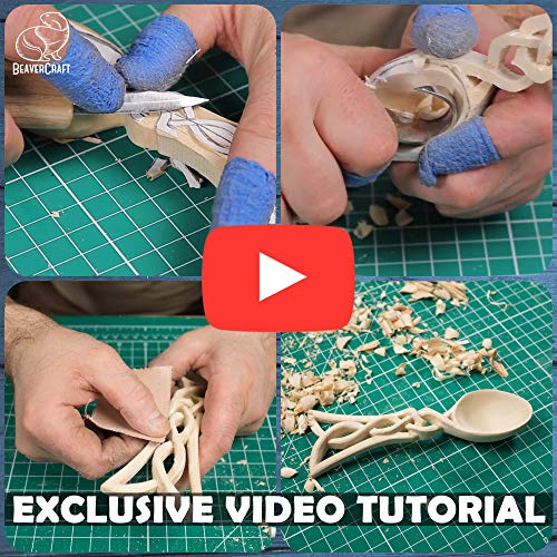 beavercraft wood spoon carving kit for beginners diy04 - whittling set includes spoon carving tools sloyd whittling knife hook knife basswood blank - woodworking hobby kit for adults amp kids