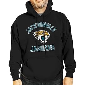 Team Fan Apparel NFL Gameday Adult Hooded Sweatshirt, Pro Football Fleece Hoodie Pullover Sweatshirt (Jacksonville Jaguars - Black, X-Large)