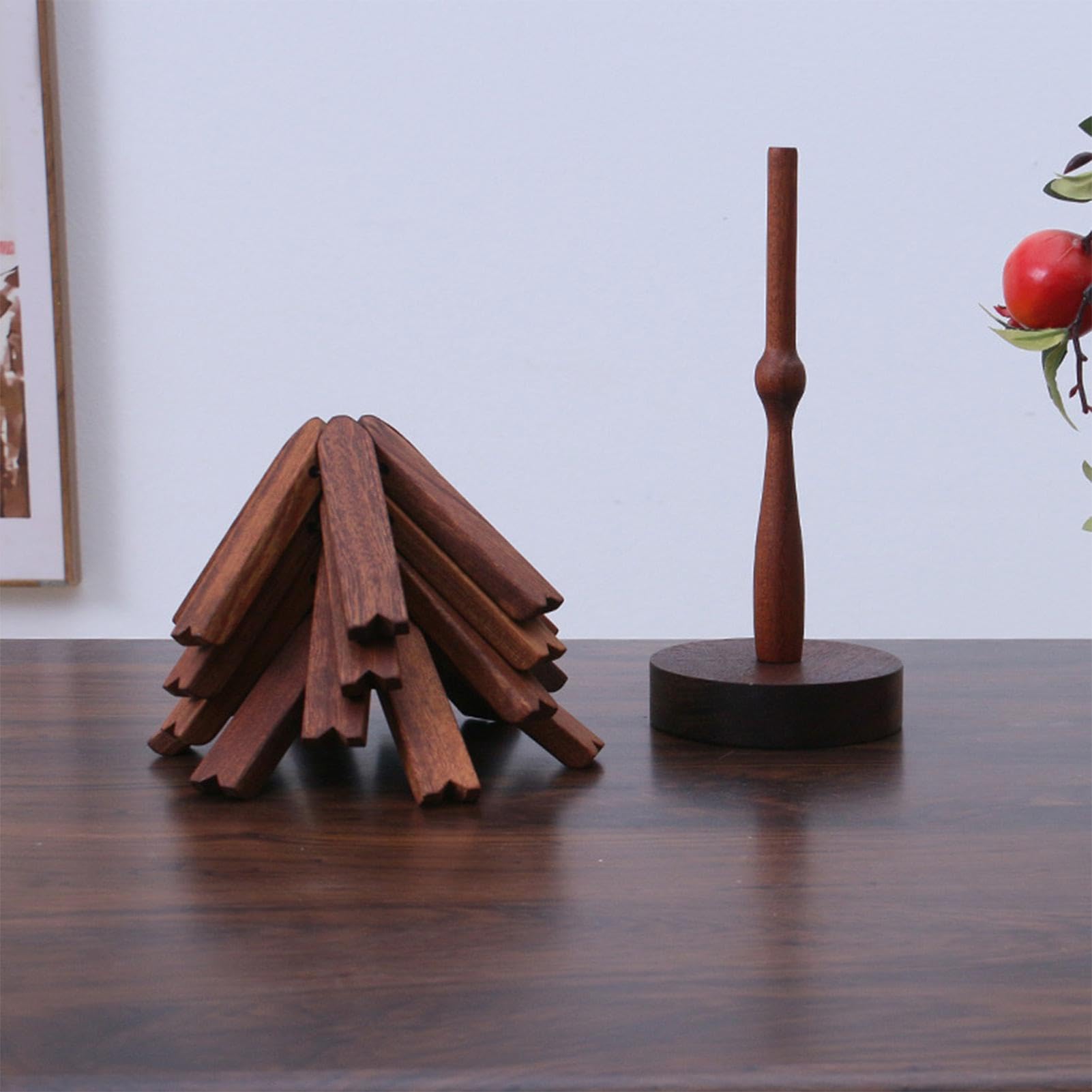 Dessous de plat en bois pour plats chauds, dessous de plat pliable en bois | d'arbre pour poêles chaudes en bois avec d'arbre – Tapis chaud multifonction, dessous de verre en bois résistant à la