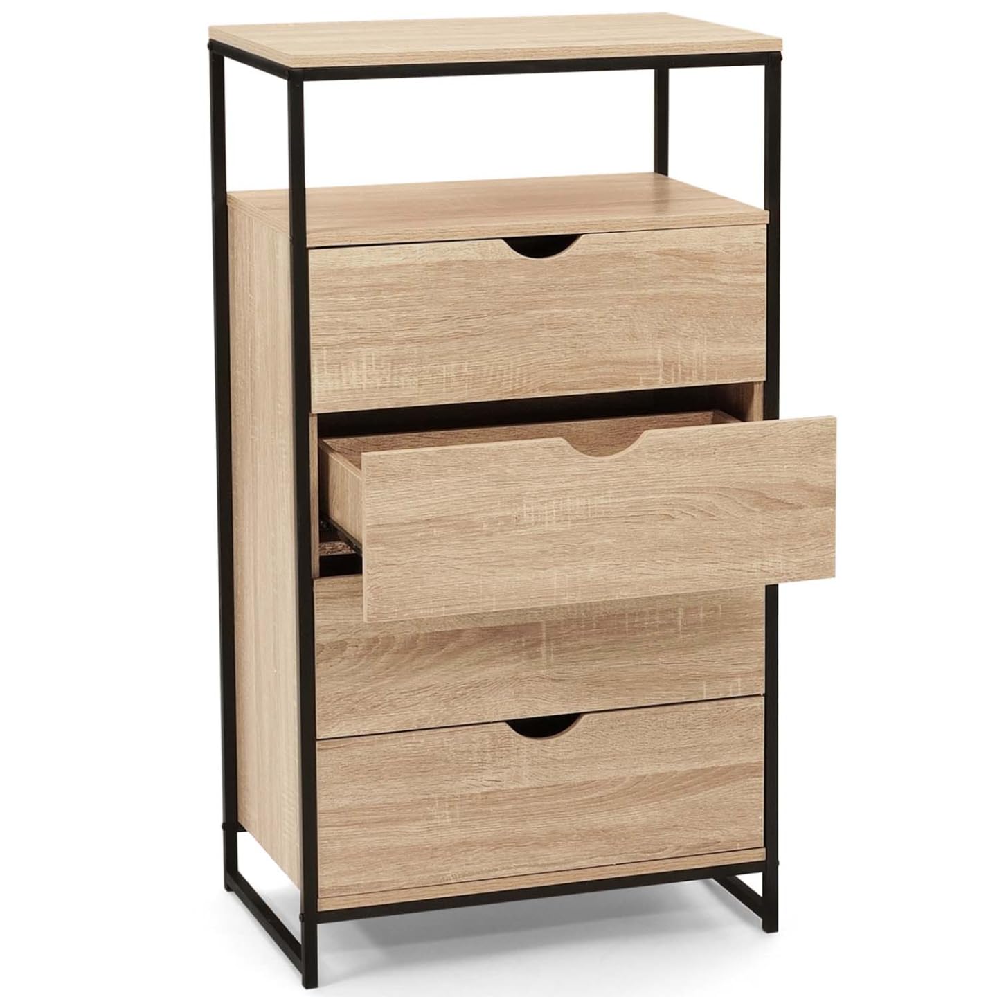 IDMarket - Chiffonnier 4 tiroirs Detroit 60 cm Commode Design Industriel avec étagère