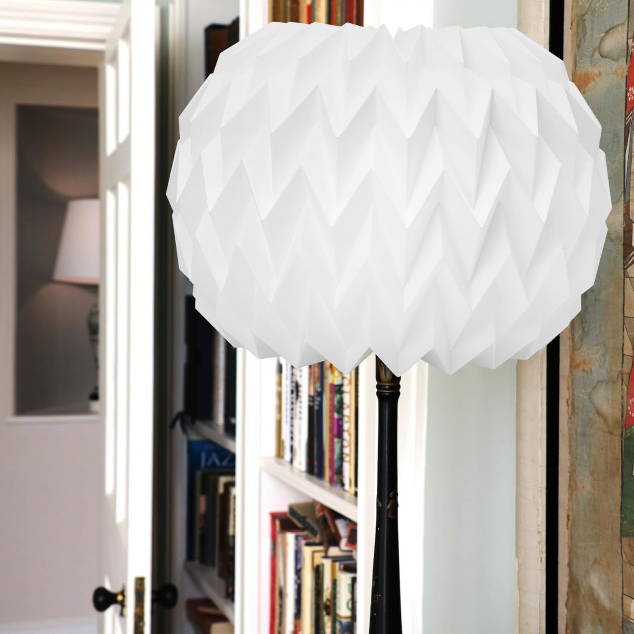 Paralume Lampadario Pieghevole Origami Bianco in Carta | Copertura Sospesa per Interni, Arredamento Casa e Inaugurazione, Stile Semplice per Soggiorno e Locale