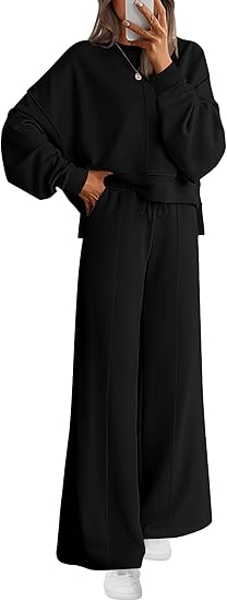 BTFBM Women Fall Fashion 2025 2 Piece Outfits Sweatsuit Set Jogger Sweatpants Matching Lounge Sets Airport Tracksuit