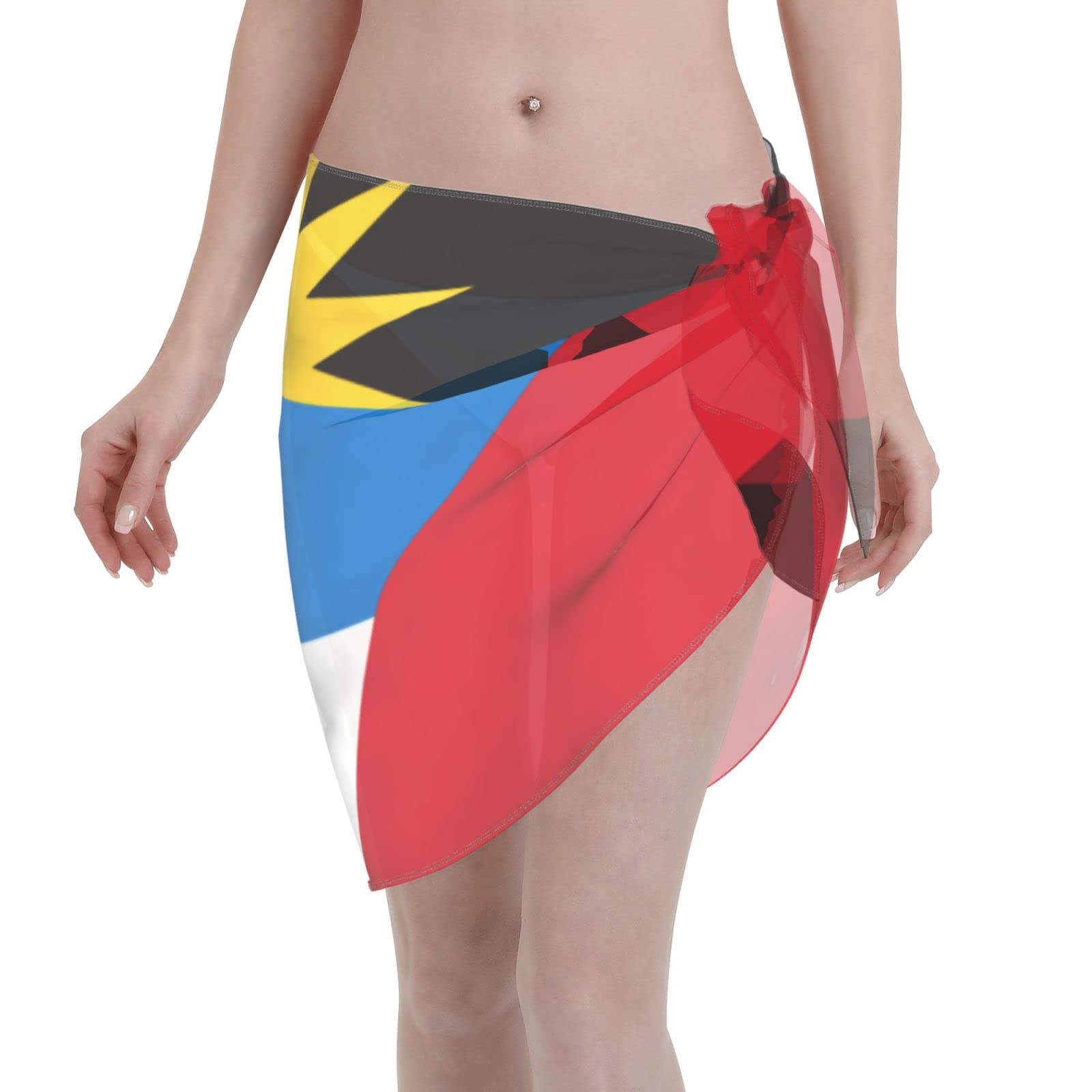 Peiyeety Unisex As Pic Flag Of Antigua And Barbuda Women Short Wrap Skirt Sexy Bikini Dress Beach Apron Swimsuit Shawl Sarongs Black