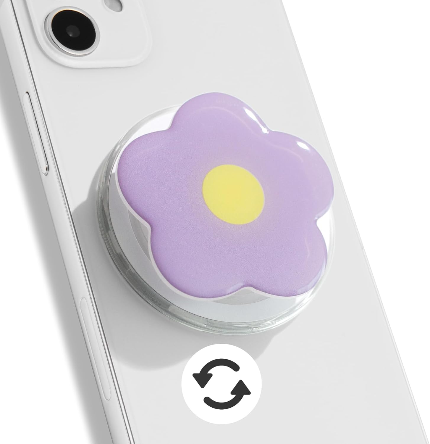 daisy phone grip with fidget spinner – magsafe compatible, floral design, slim and lightweight, magnetic grip and stand for iphone (violet) magnetic type violet