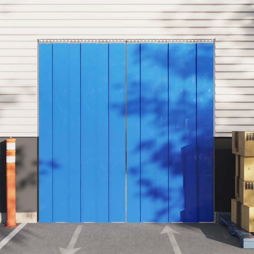 Cortina de puerta azul de PVC 200 mm de ancho 1,6 mm de grosor 25 m de longitud con protección visual y protección contra el frío para ventanas, puertas, balcones, salones, dormitorios