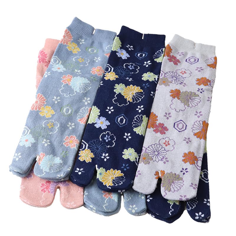 Wrj427 Foot Bag Socks, Made in Japan, Crew Length, Tabi Socks, 6 Pairs, Japanese Floral 3 : Clothing, Shoes & Jewelry