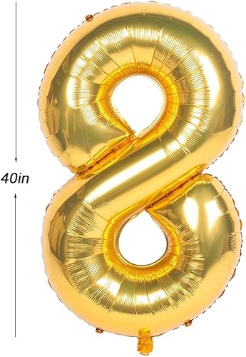 Miniatura 8 de Globos dorados de 40 pulgadas con números grandes para helio, globos grandes de aluminio Mylar para decoración de fiestas de cumpleaños (número 7)