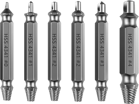 Nuovoware Damaged Screw Extractor Set, 6 PCS Easy Out Stripped Screws Nuts Bolts Drill Bit Tools, All-purpose HSS 4341 Extractor Remover Kit, Ideal for DIY and Home Repairs, Gifts for Men, Dark Gray