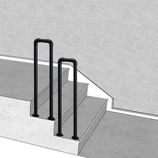 Amazon Co Jp 玄関用手すりセット 手すり付き 玄関台 手摺上がりション 上り下り楽々 立ち上がり補助手すり ビンテージ屋外階段階段手すり テラス用移行型手すり 外階段用手すりピケット マットブラック階段レール錬鉄製手すり手すり 取り付けキット付き Size 100cm