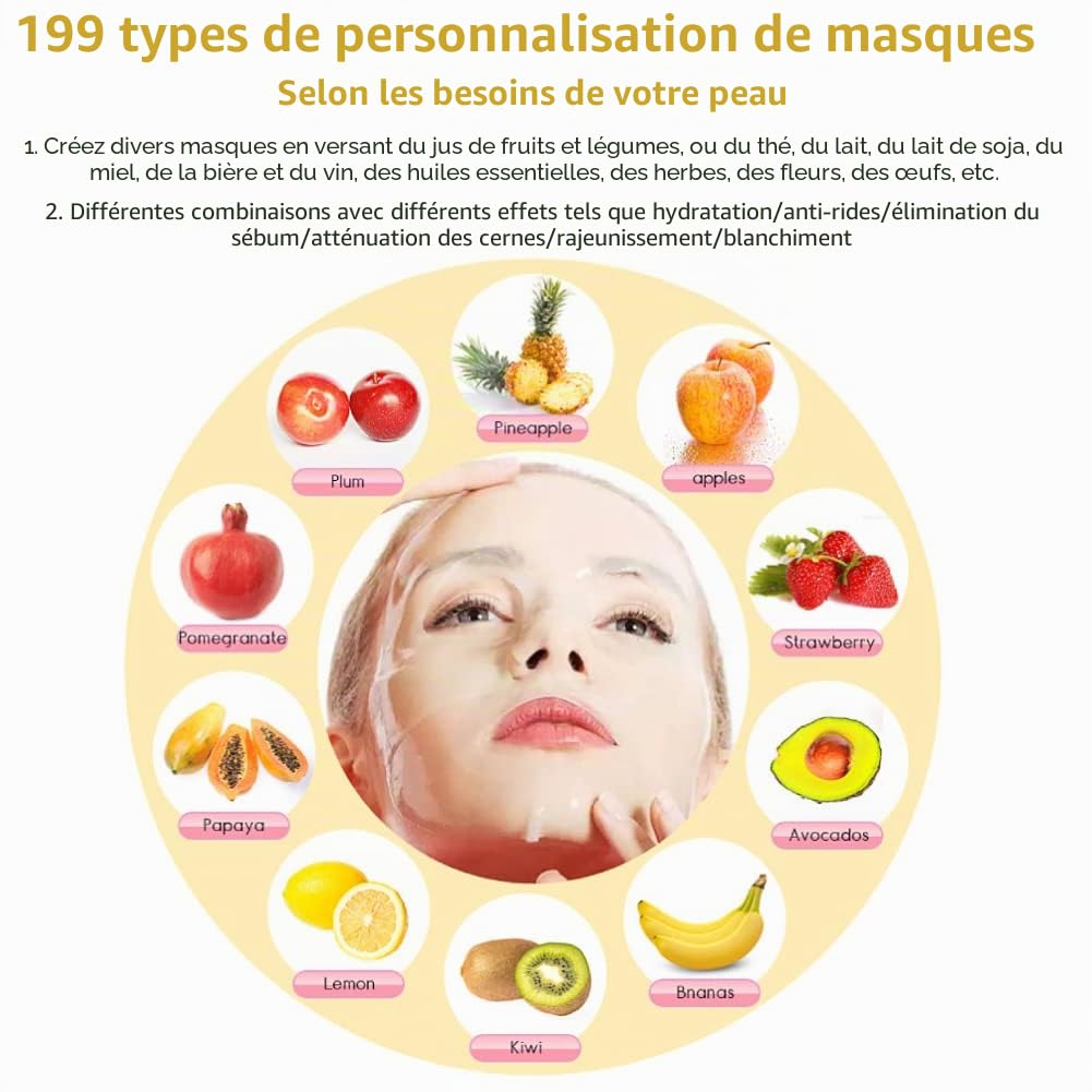 Machine de Masque Facial, Machine de Masque de Légumes de Fruits Bricolage, Fabricant de Masque de Visage de Légumes de Fruits Naturels Multifonctionnel Automatique