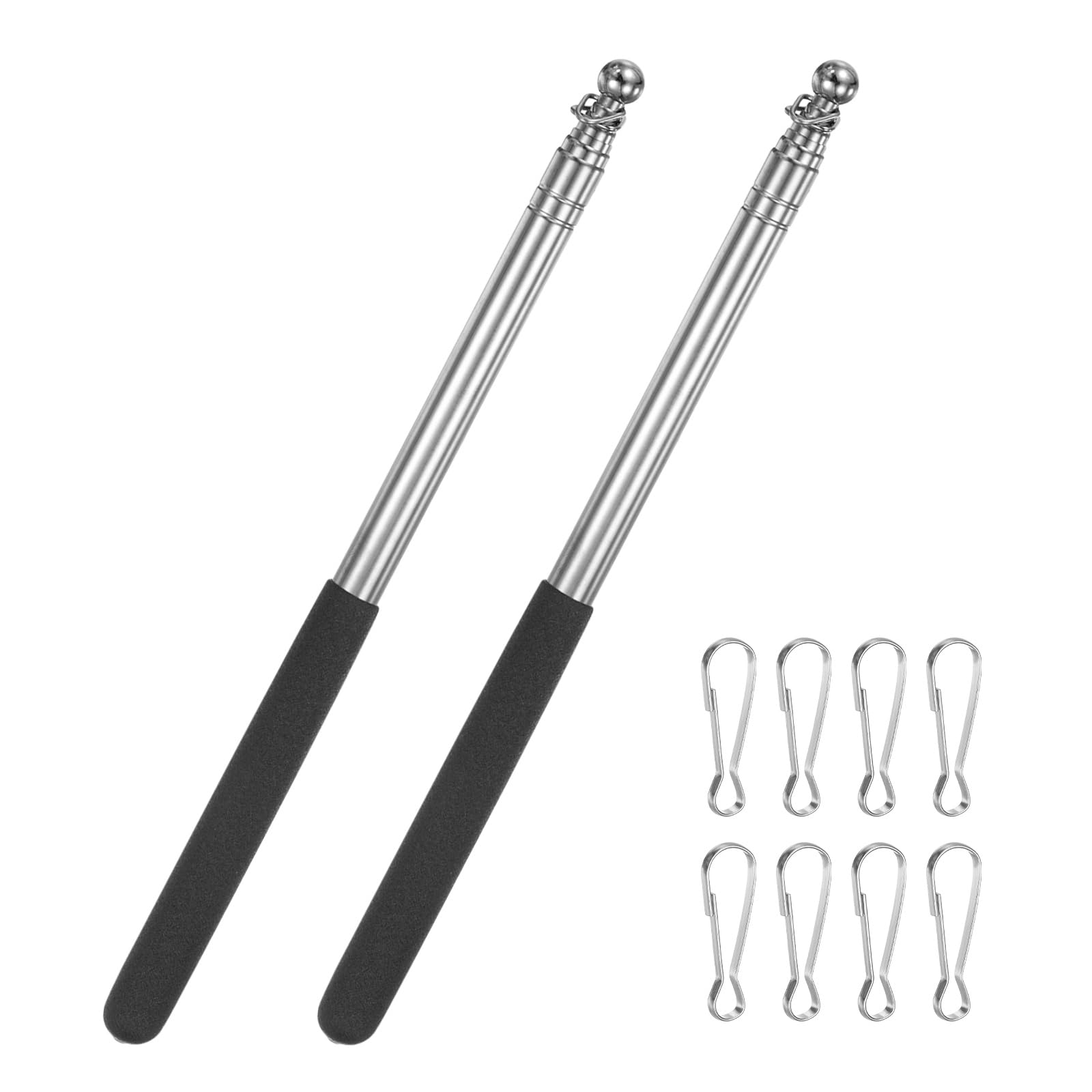 M METERXITY 2-Pack Telescopic Flagpoles 5.2ft/1.6m, Black