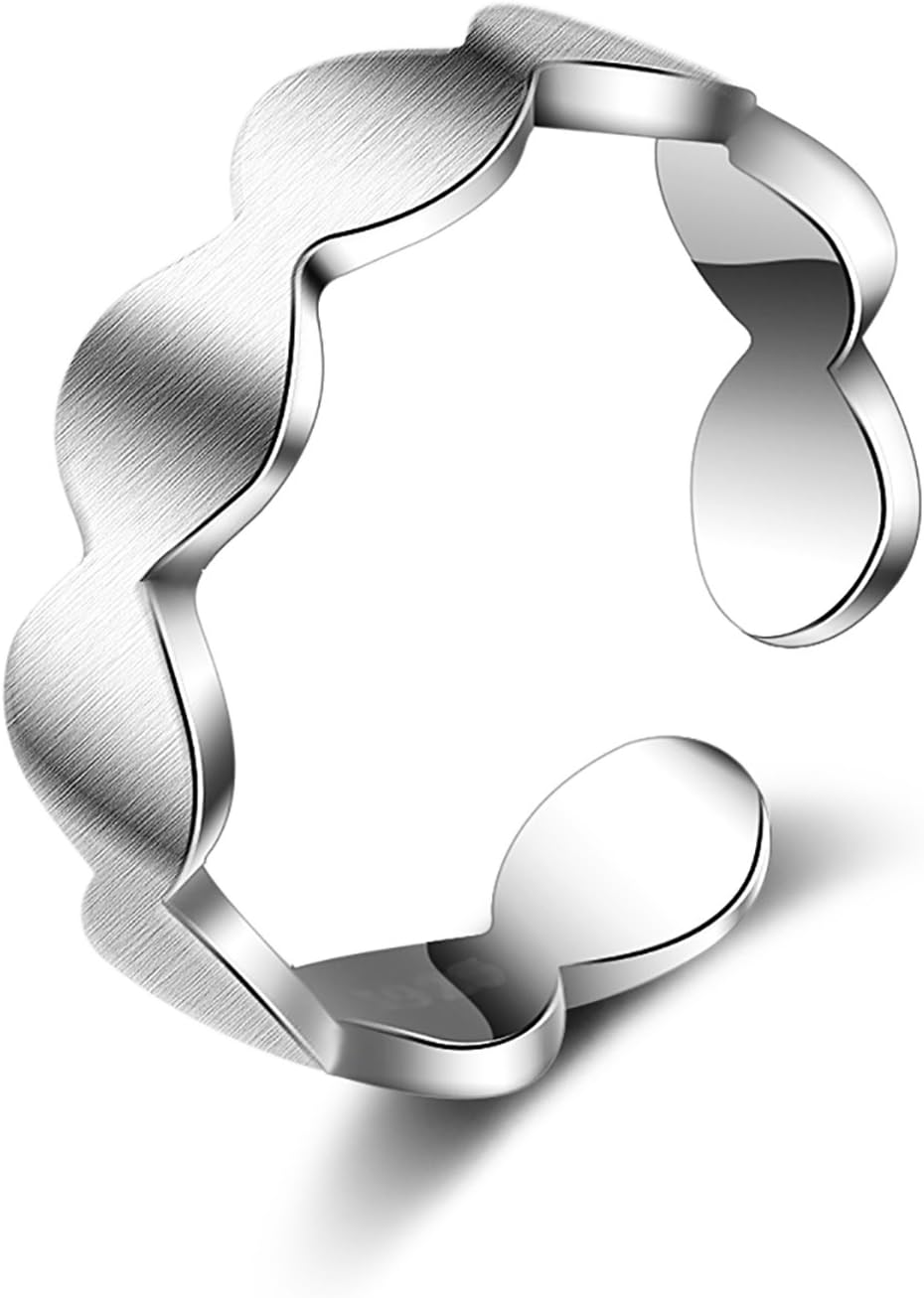Tardoo Wave 925 Sterling Silver Rings for Women Minimalist Lace Cuff Jewellery