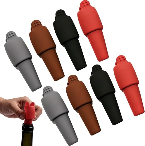 Silicone Wine Stopper for Wine Bottle | 4-12 Pack Reusable Airtight Preserver fo