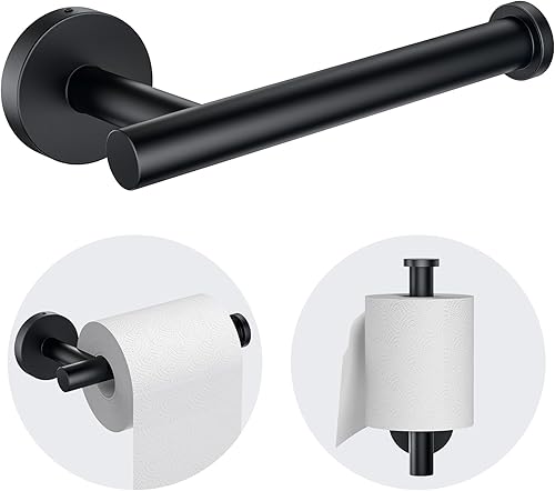 Kitsure Soporte de pared para papel higiénico, resistente y redondo, negro mate, soporte para papel higiénico para megarrollo, soporte de rollo de