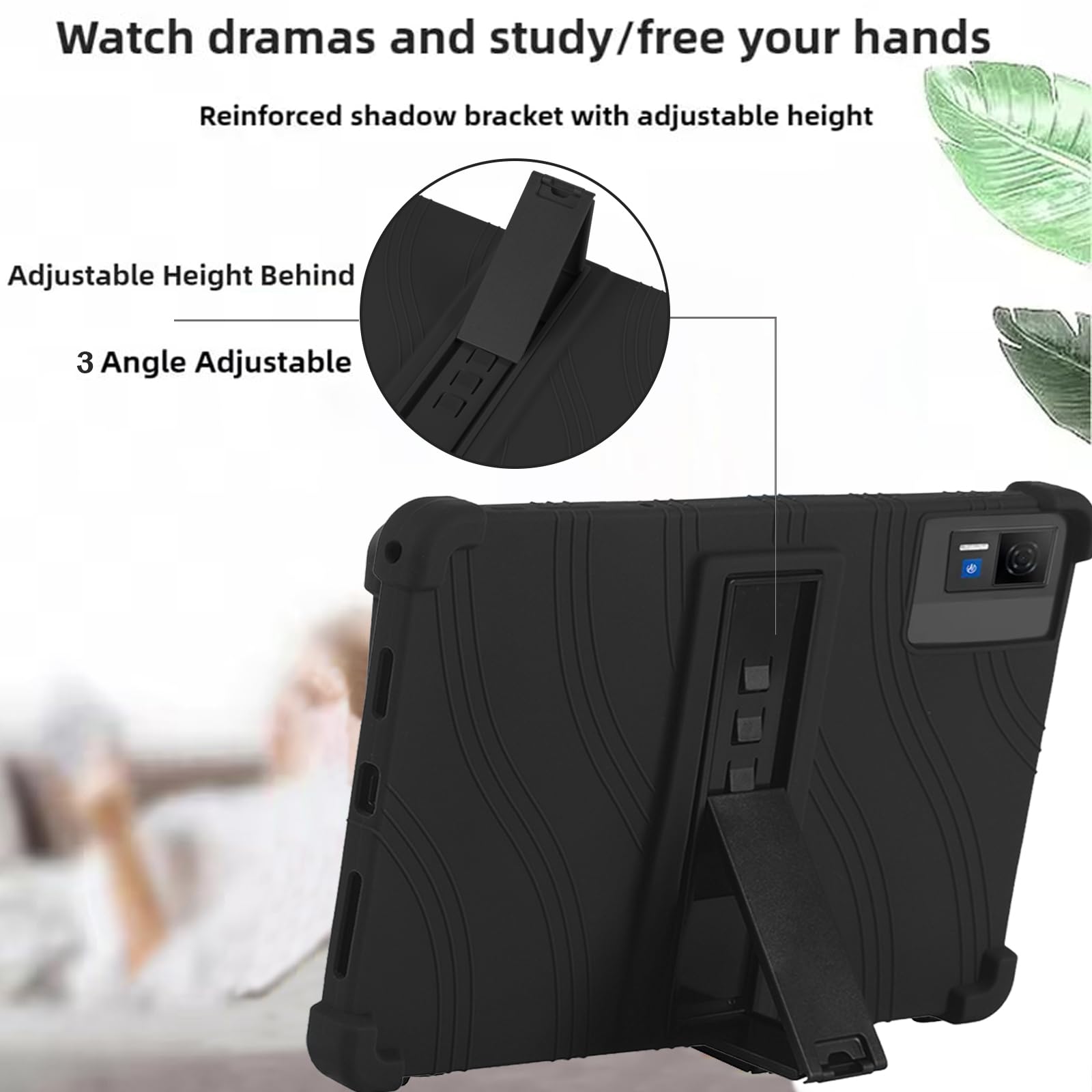 INSOLKIDON Compatibile Per DOOGEE U12 12 INCH Tablet Custodia protettiva in pelle Cover con Funzione di Supporto, Auto Svegliati/Sonno,Cover Protezione in PU Pelle (Nero
