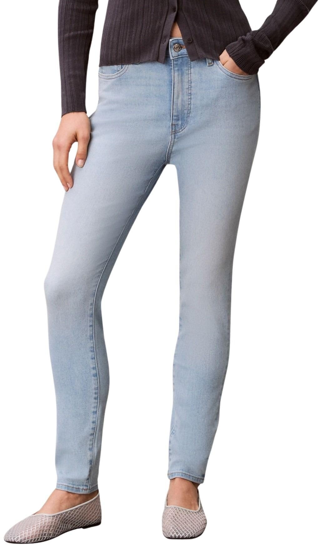 Calvin Klein Women's EU HIGH Rise Skinny Blue RAIN LV047E610G Jeans, Blue (Blue RAIN), 28W / 30L