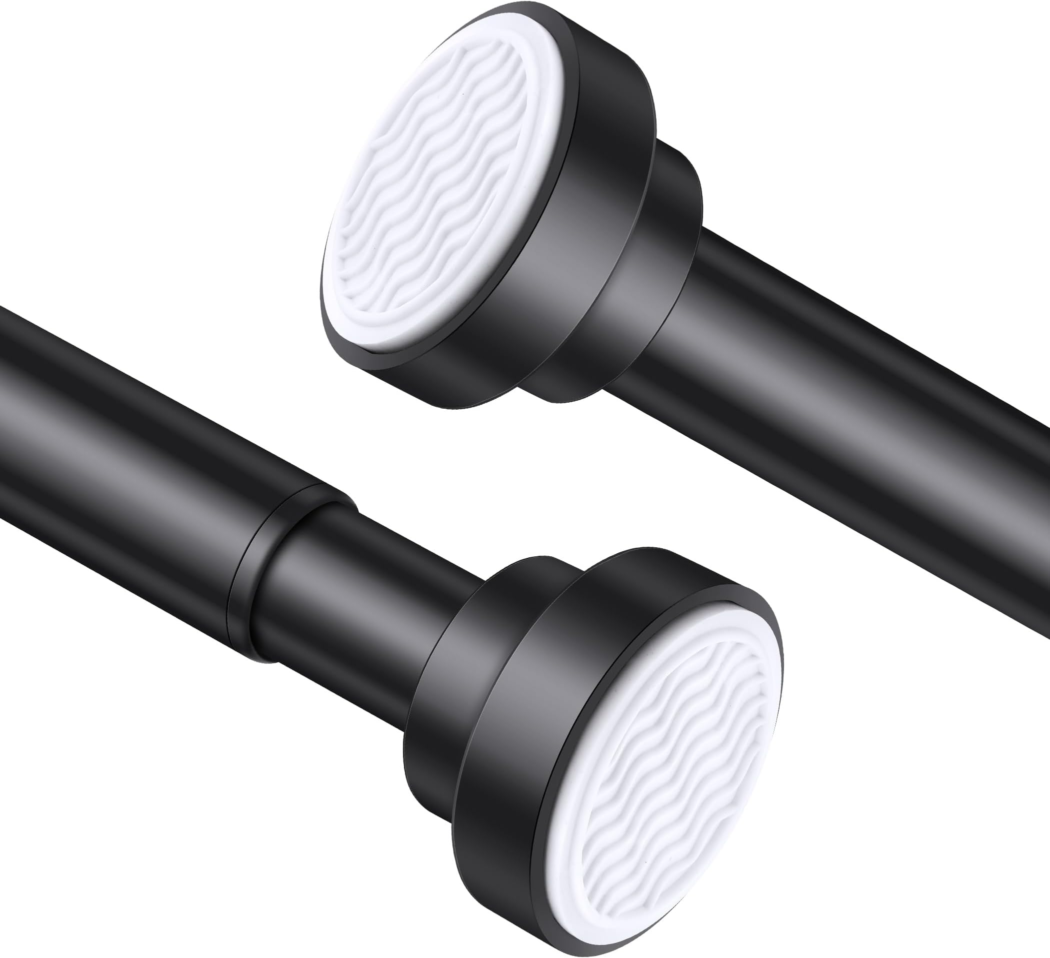 25-63" Black Adjustable Spring Tension Shower Rod, No Drill Stainless Steel Rust-Resistant Heavy Duty Bathroom/Closet Rod