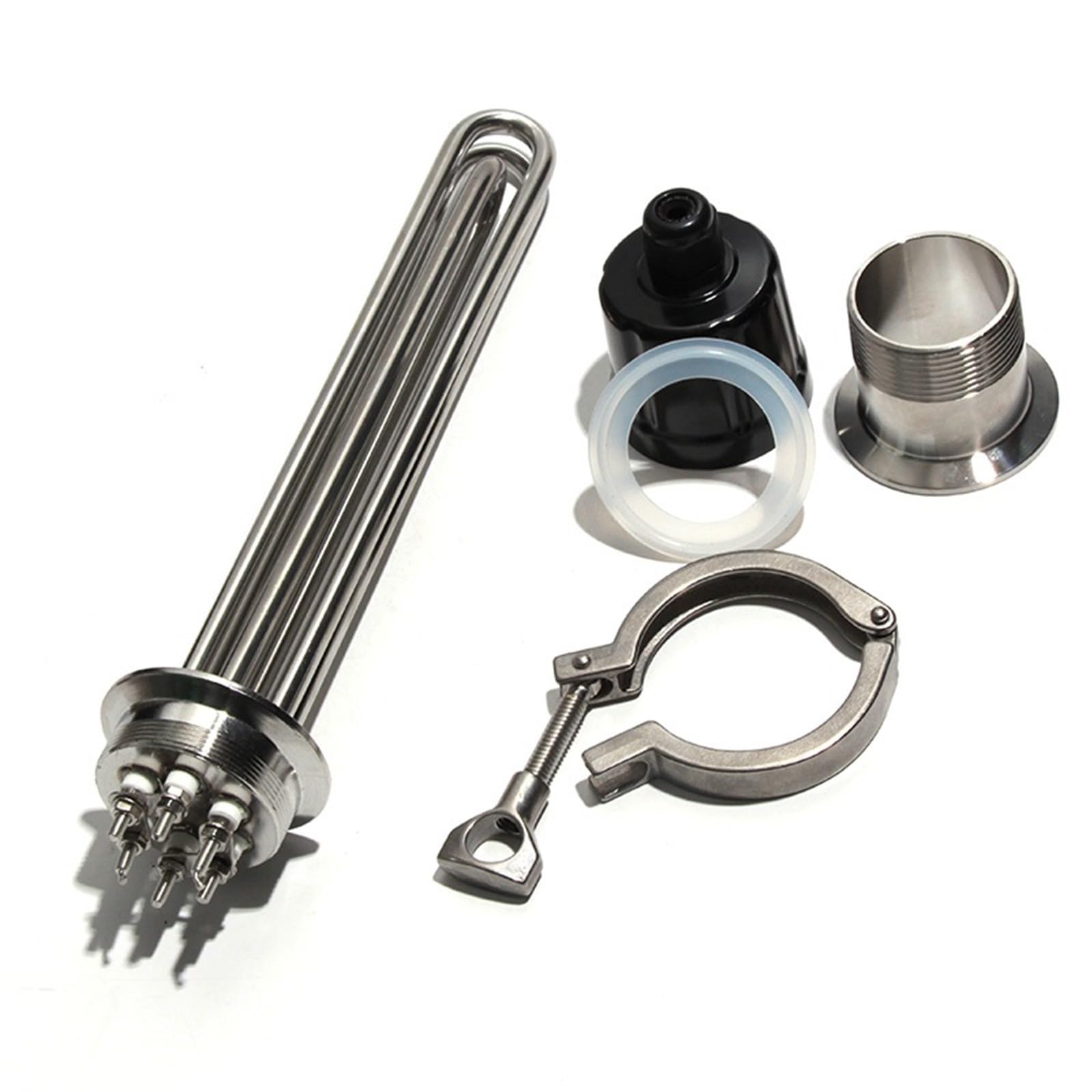 Bierbrau-Heizelement 2 Zoll OD63mm, Dreifachflansch, 220V/380V, 3/4, 5/6/9/12KW, Tauchdurchlauferhitzer SUS304 mit Zubehör, 1 Stück (380V 12KW 355mm)