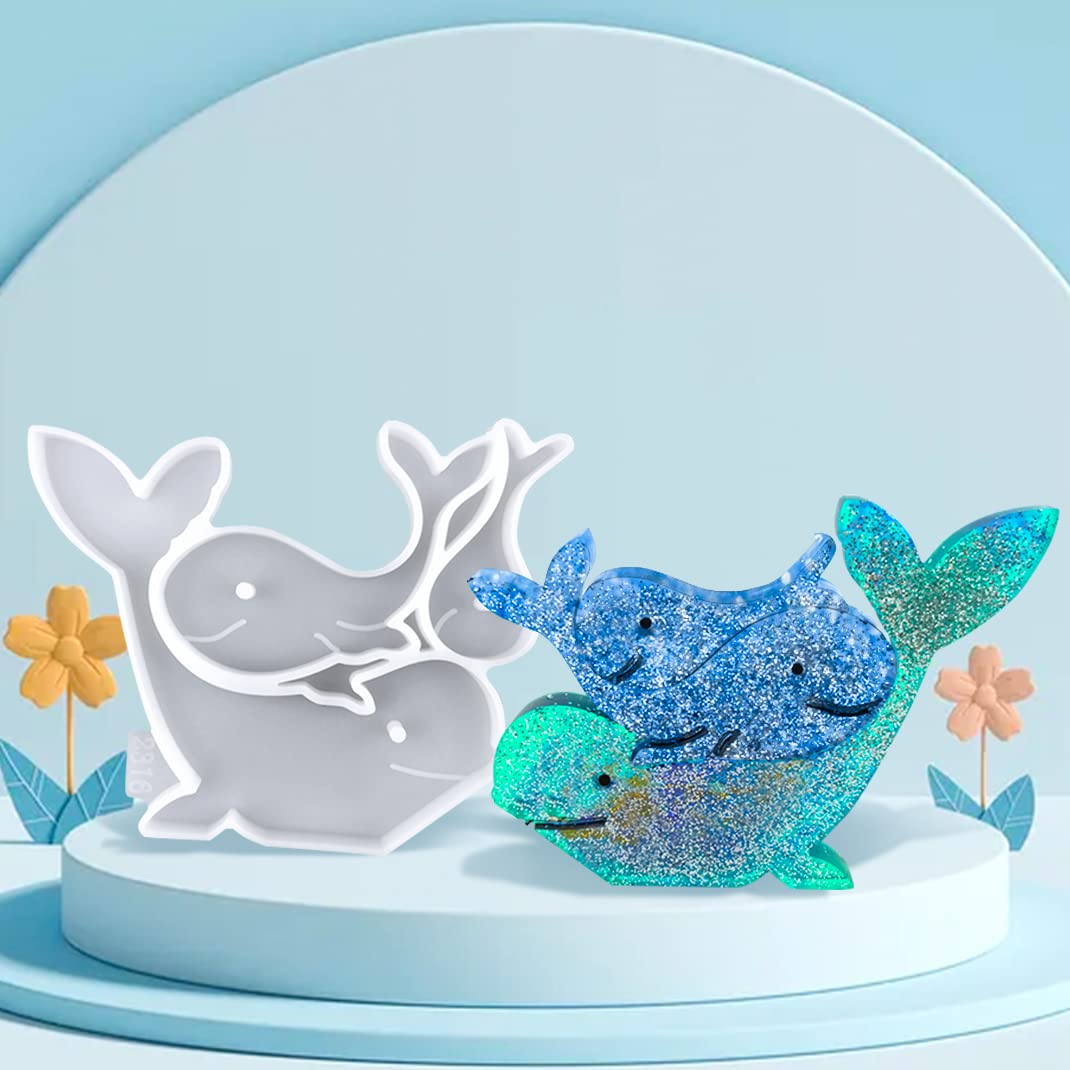 Voyyphixa Moule Silicone Resine Epoxy Dauphin, Forme De Dauphin Moule De Coulée Moule De 3D Animaux Bricolage De Silicone Resin Molds Pour Décorations