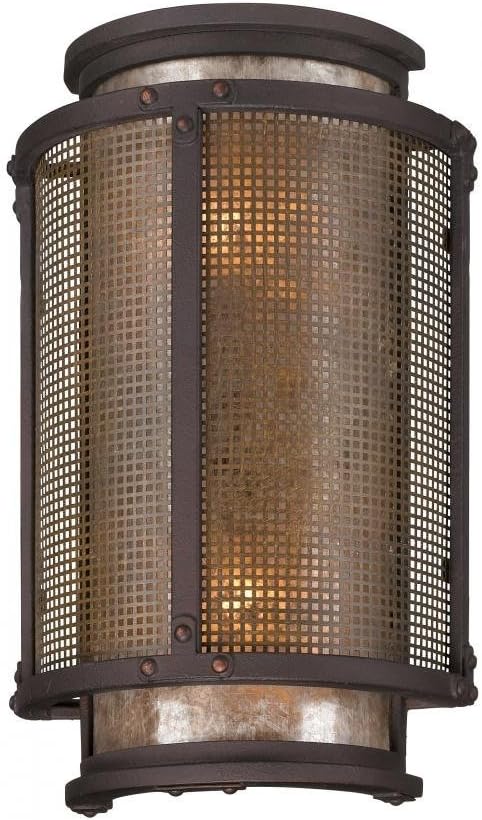 Troy Lighting Copper Mountain 10.5"H 1-Light Outdoor Wall Light - Copper Mountain Bronze Finish with Silver Mica Glass