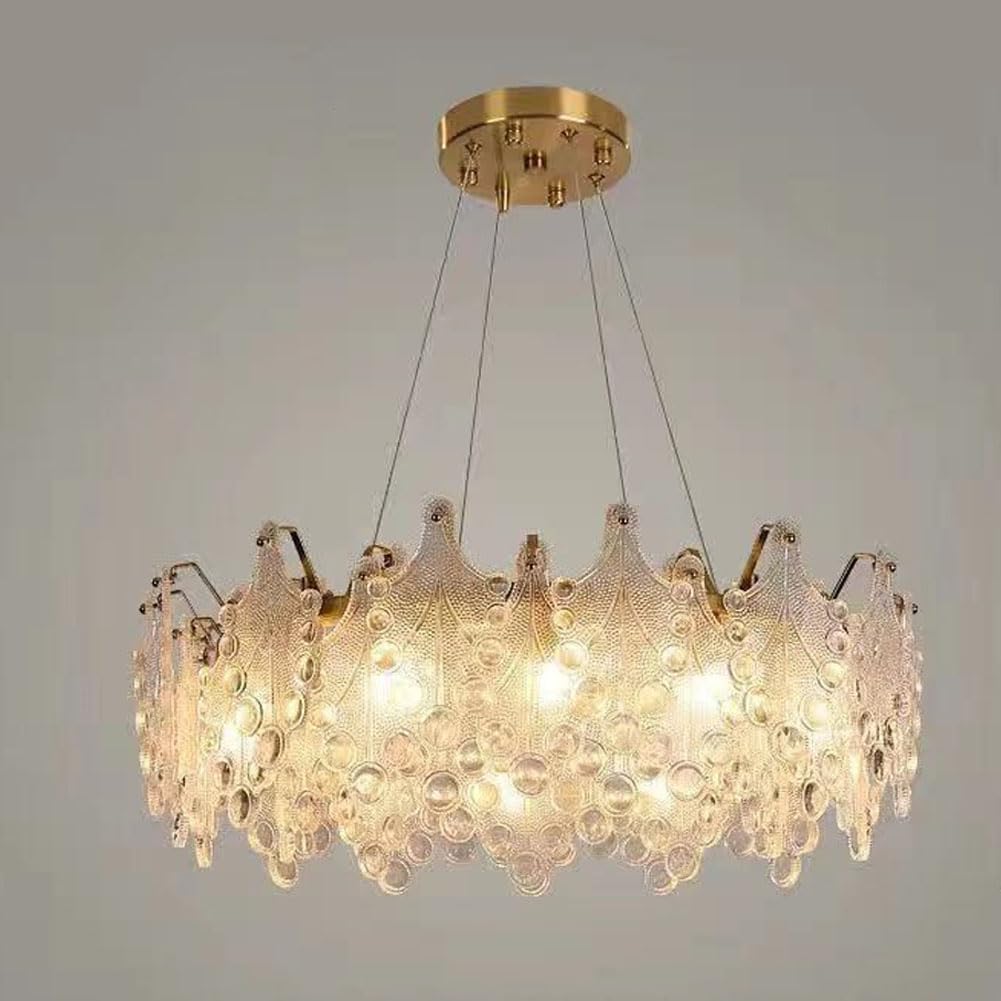 KXEcoLife Modern retro glass chandelier, creative light luxury for living room hotel sample dining lamps and lanterns,Cable,60cm