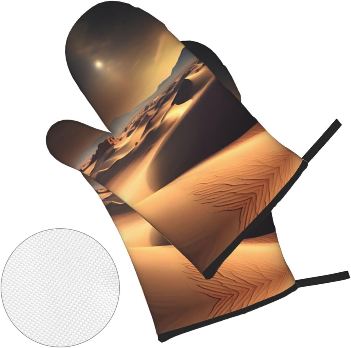 Sahara Desert Oven gloves and heat-resistant mat 4-piece set. Suitable for grilling, microwave oven frying, and baking