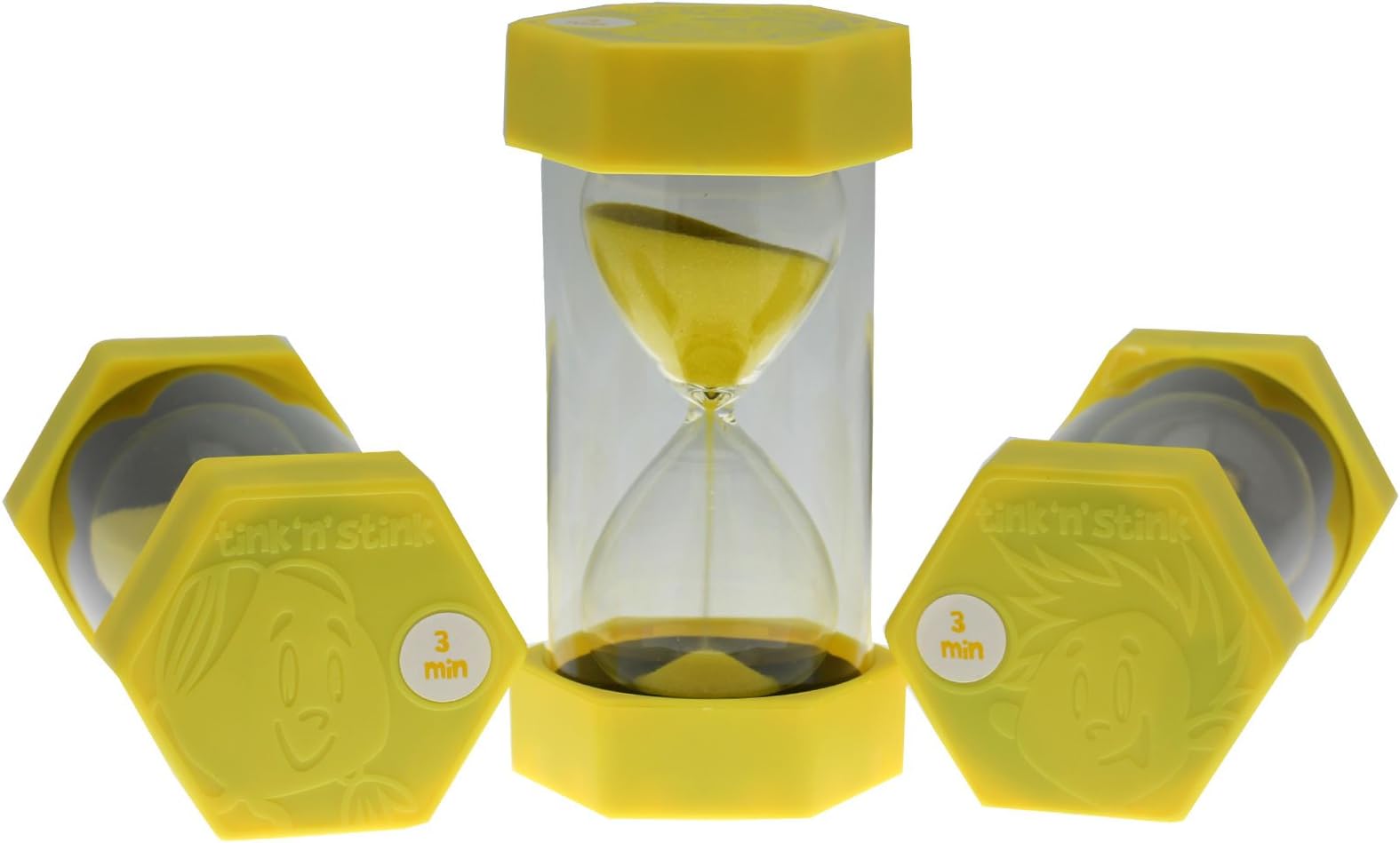– Large Sand Timer 3 Minute Yellow Hourglass with Robust End Caps Quiet Time Management Classroom Games Home Office…