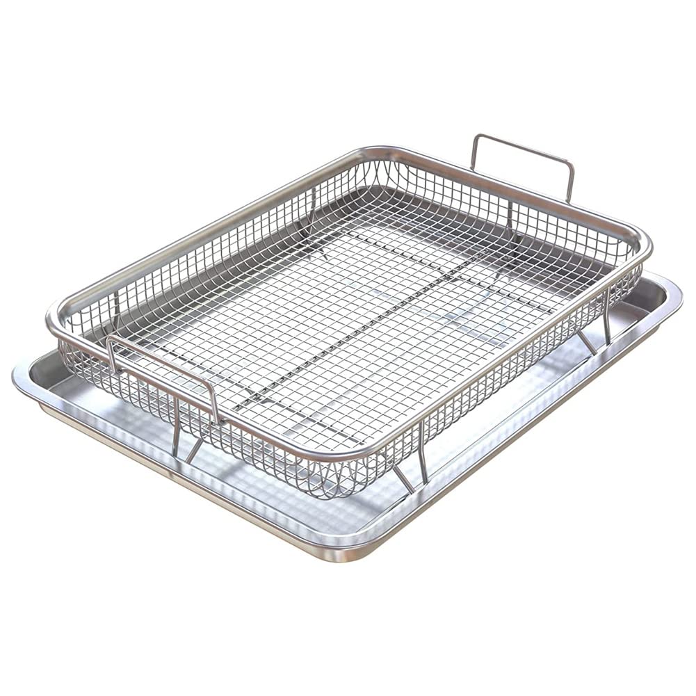 Dormstop Silver Basket For Oven Stainless Steel Crisper Tray And 2-Piece Set, Baking Perfect For The