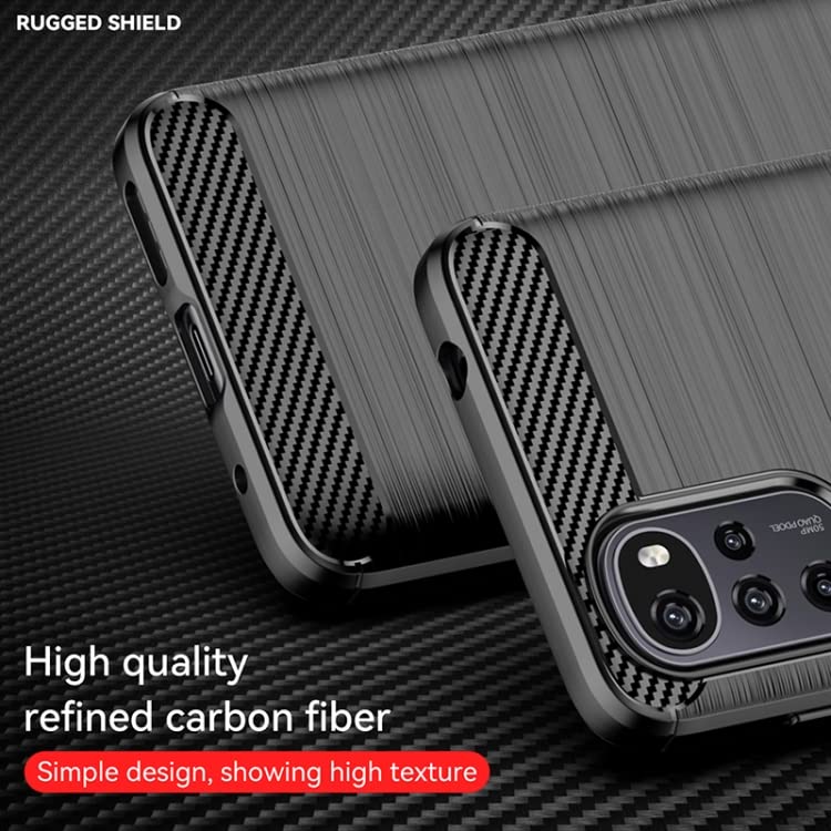 Image of NPRC Hybrid Ultra Slim Protective Case TPU Non-Slip Carbon Fiber Texture Shockproof Case Cover for Moto E32 - Black