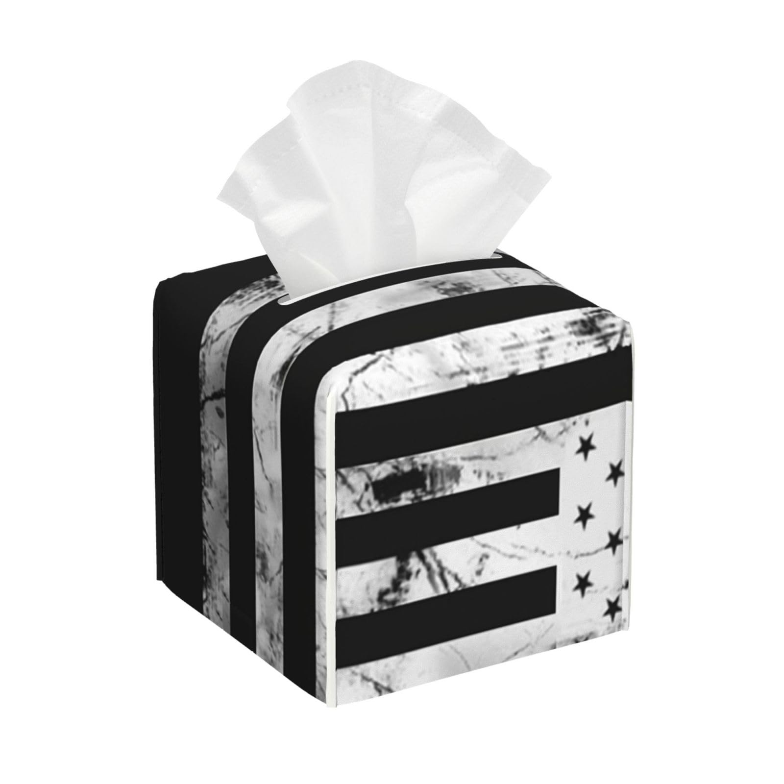 American Flag Black and White PVC Cube Tissue Pack for Home Office Bathroom Use