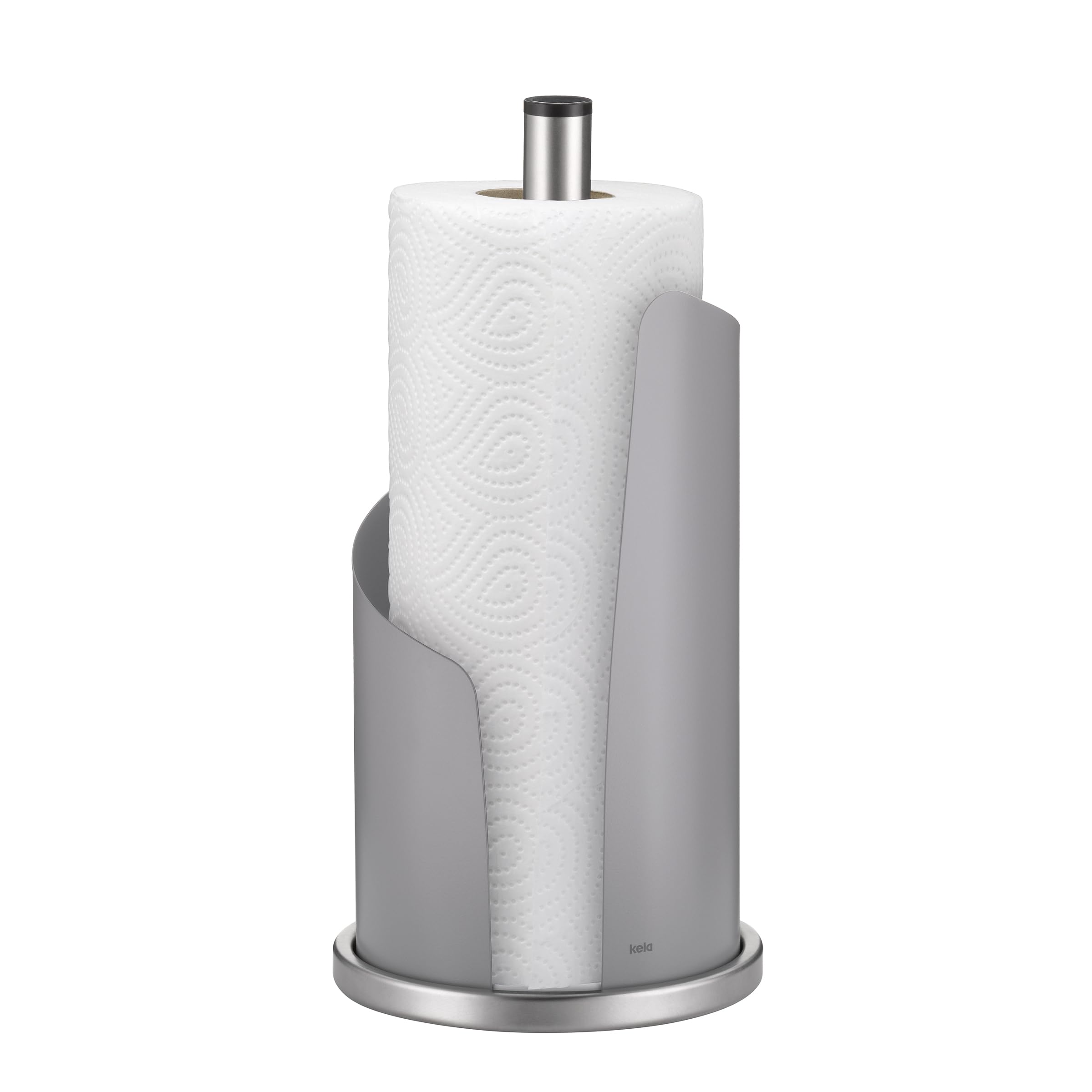 kela, Upright, for Thick, Kitchen roll Holder 33.5 cm high, Stella, Stainless Steel, Stainless_Steel, Light Grey