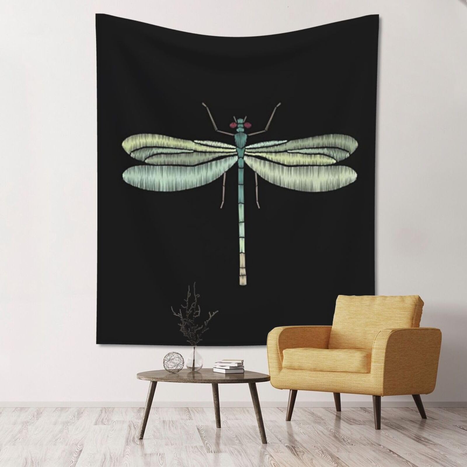 WKSGDSG Large Wall Hanging, Machine Washable Tapestry For Dorm Room, Dragonfly Black, Lightweight Polyester Wall Art For Bedroom Living Room, 152x130cm