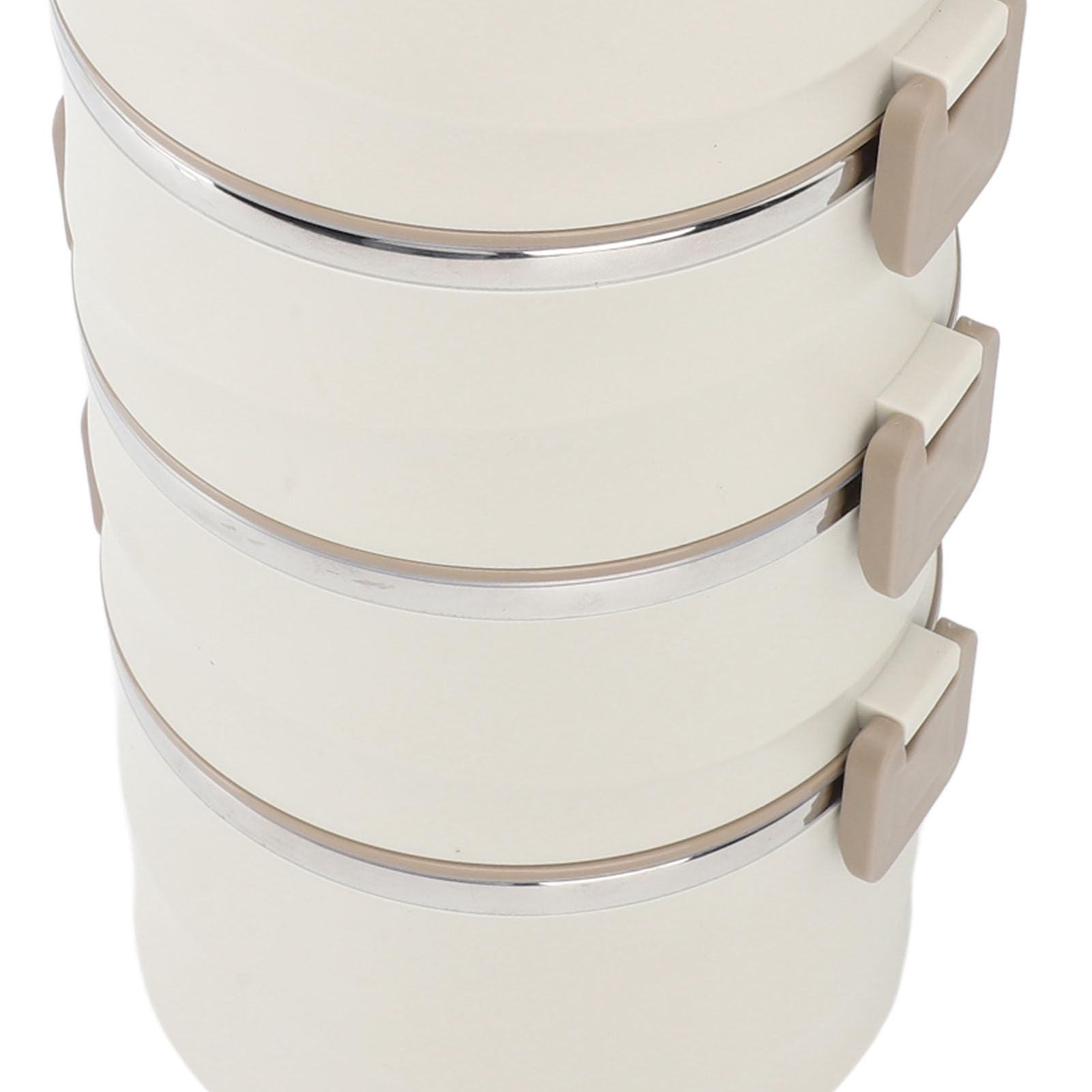 SIXRUN Lebensmittelbehälter aus Edelstahl 304, 4 Etagen, 3,3 L, Isolierte Lunchbox mit Griff, Stapelbar, Rund, 14,5 x 34,2 cm, mit 2 Integrierten Gabellöffeln