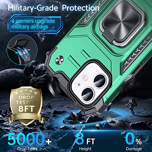 Coque iPhone 12 Mini DASFOND antichoc verte avec anneau de protection - 6