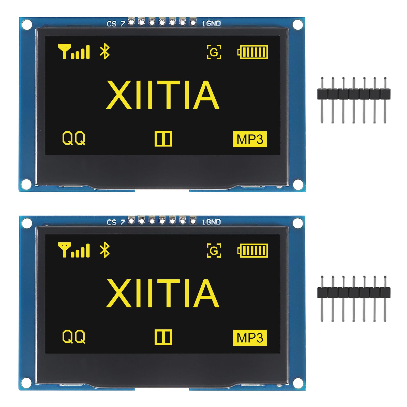 2pcs 2.42 inch 128x64 OLED LCD Display Module SSD1309 7 Pin SPI/IIC I2C Serial Interface for Arduino UNO R3 (Yellow Light)