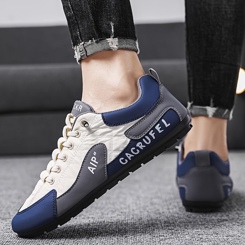Men's Vintage Plaid Casual Sports Shoes, Breathable Sneakers with Round Toe - Image 5