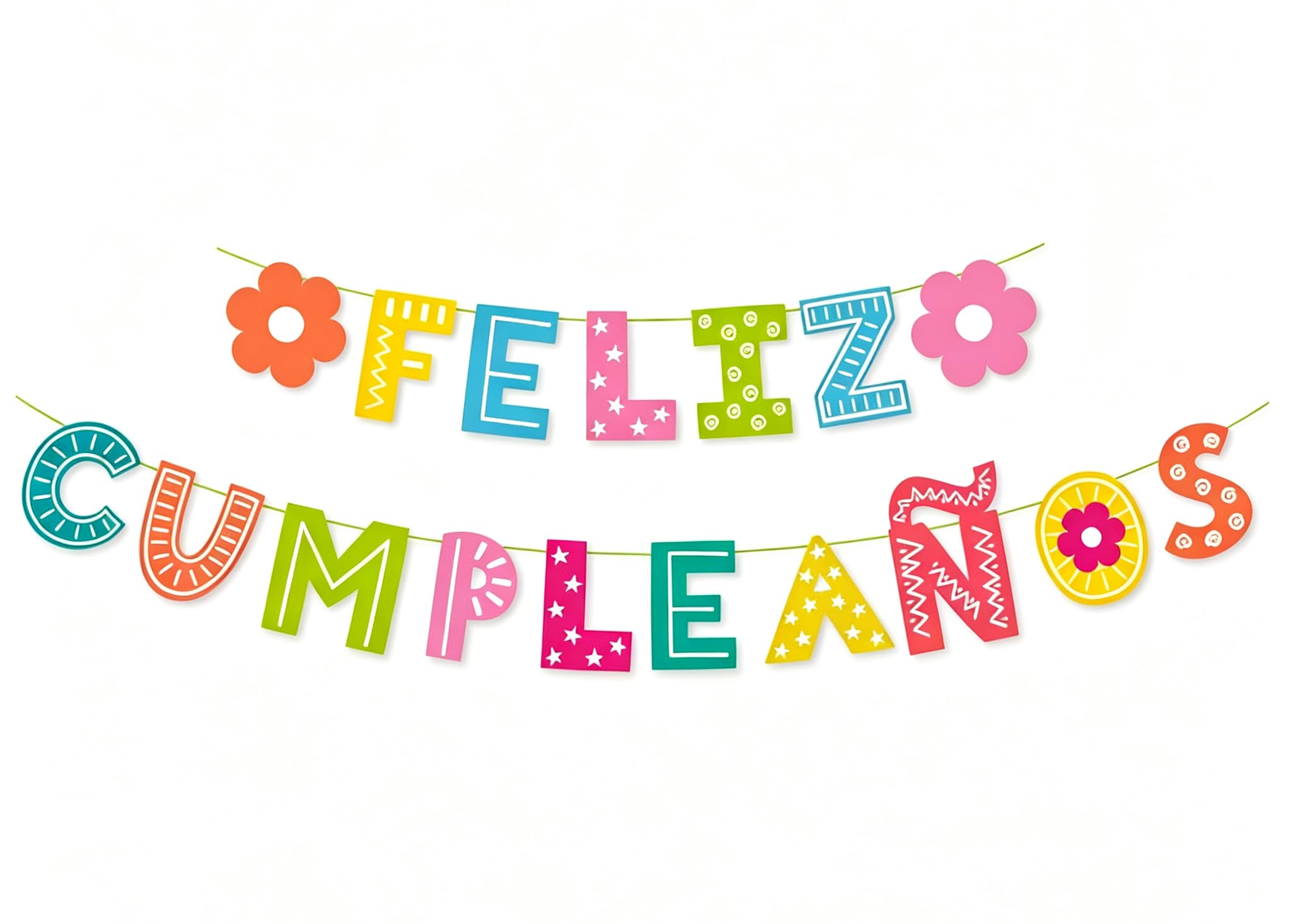 Feliz Cumpleaños Banner, Spanish Birthday Party Banner, Feliz Cumpleaños Bunting Decoration, Colorful, Fiesta Theme Birthday Party Decoration