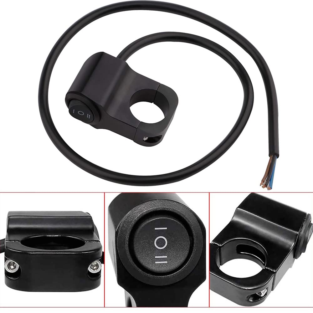 Greluma Interruttore faro moto 22mm 12V on-off-on manubrio lega alluminio