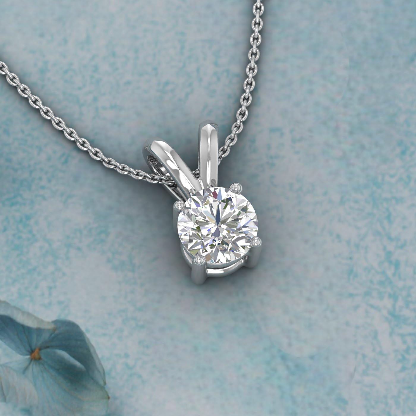 1/4 to 1/3 Carat Diamond Solitaire Pendant Necklace in 14K Gold or in Platinum (Silver Chain Included)
