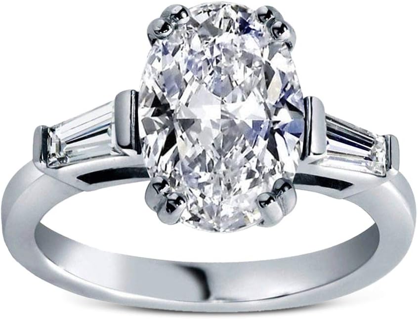 Savlano 18K Gold Plated Oval Cut Cubic Zirconia 3 Stone Wedding Engagement Women Statement Ring Comes Gift Box