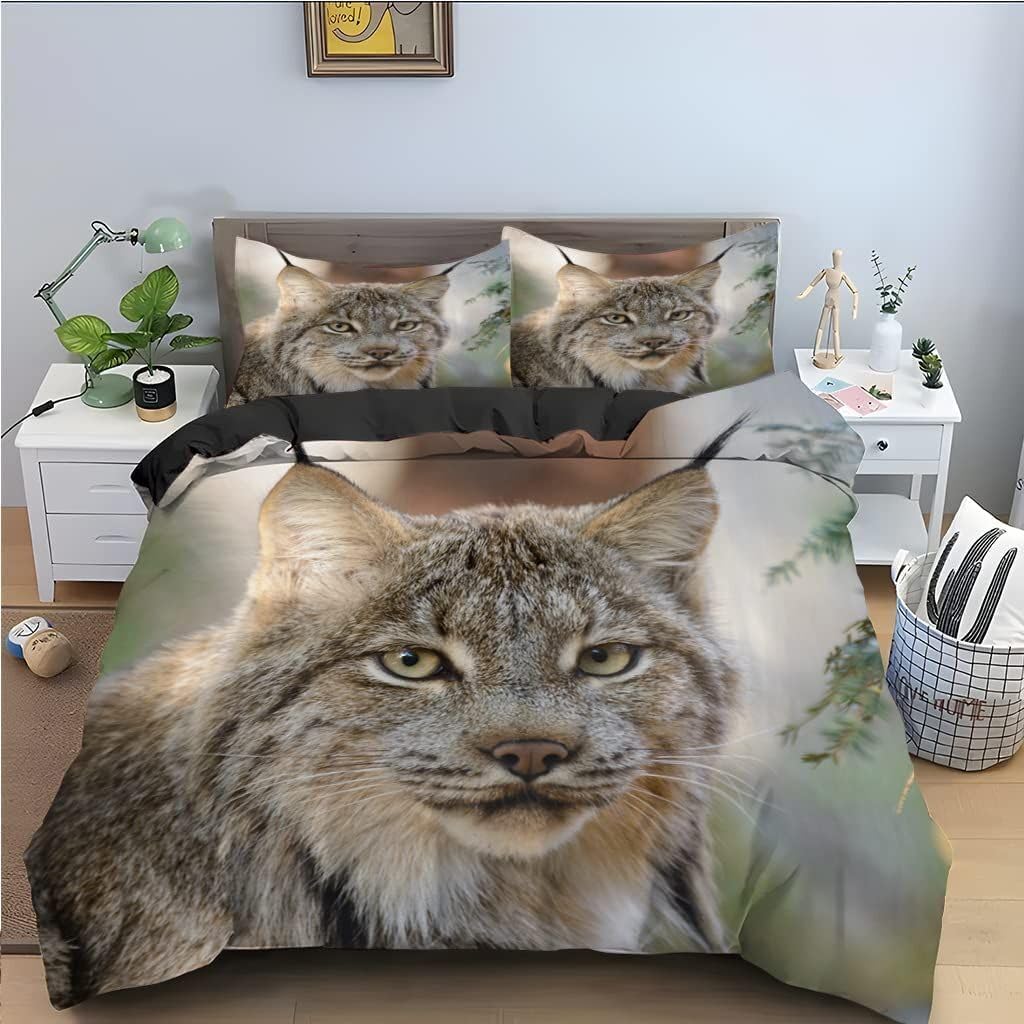 Lynx Bedding Queen Duvet Cover Set Microfibre 210x210cm with 2 Pillowcases