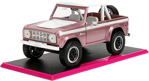 Miniatura 6 de 1973 Bronco Pink Metallic con tapa blanca y gráficos Pink Slips Series 124 Modelo de coche fundido a presión por Jada 34896