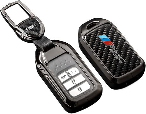 Funda de fibra de carbono real, cubierta para llave de aleación de zinc, funda para llavero compatible con Honda Accord Civic CRV Pilot Ridgeline