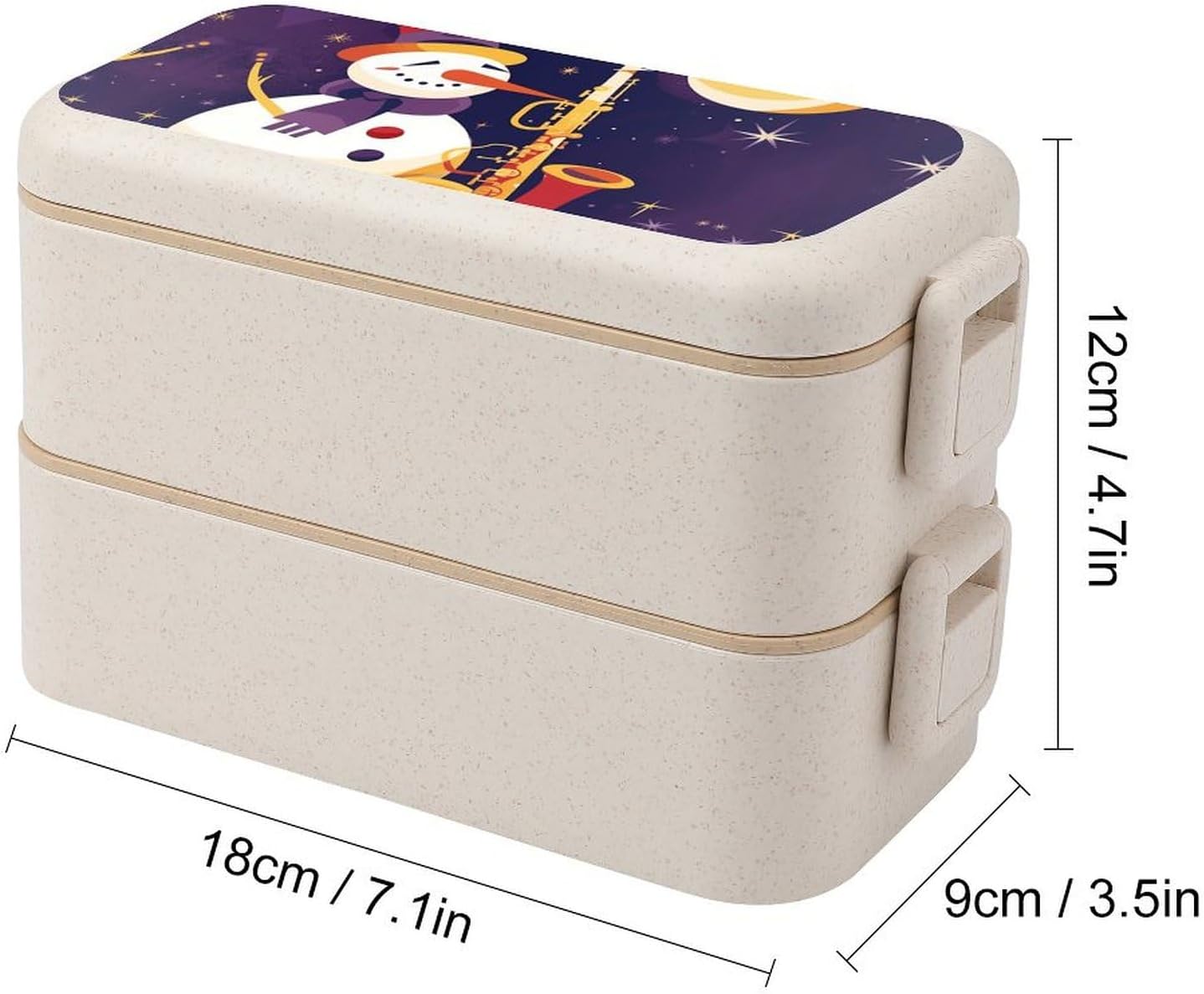 Lunch Box Bento Premium Snowman Plays Saxophone Printed Bento Box Bento with Spoon And Fork with Compartment Containers Suitable for Men And Women, style