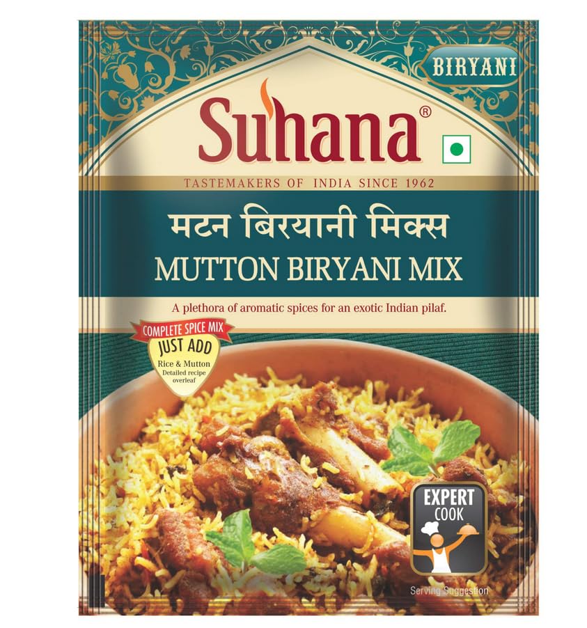 Suhana Spices Mix Powder (Ready To Eat) - Curry Masala Recipe Mixes Casserole Seasoning Herbs - Simplifies & Speeds Up Cooking Process (Pack of 1, Mutton Biryani Mix 50g (RTE))