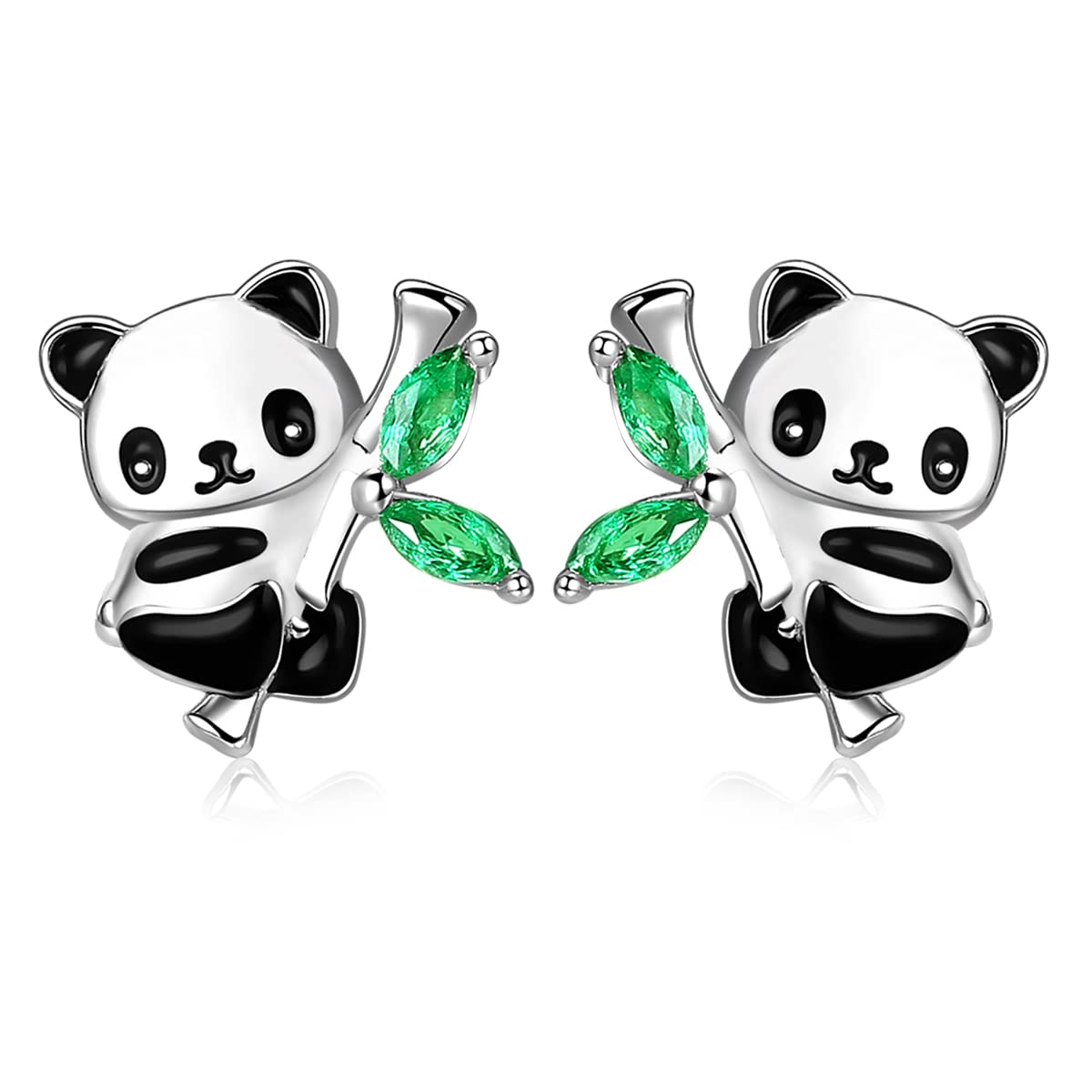 Boucles d'oreilles panda en argent sterling 925 pour filles Boucles d'oreilles panda mignonnes hypoallergéniques Cadeaux d'anniversaire pour filles adolescentes